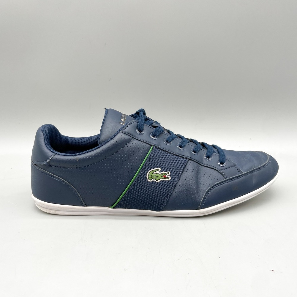 Lacoste Mens 9.5 Nivolor Sneakers Shoes Navy Leather Preppy Casual Sporty Tennis